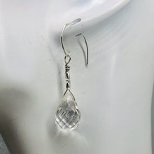 Load image into Gallery viewer, Facetted Quartz Briolette Sterling Silver Earrings | 1 1/2" Long |Clear| 1 Pair|