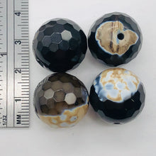 Load image into Gallery viewer, Agate Faceted Statement Bead Parcel Round | 18mm | Black/White/Brown | 4 Beads |