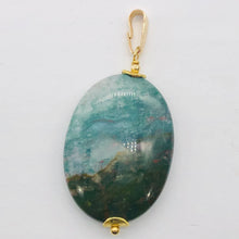 Load image into Gallery viewer, Rare Huge Bloodstone & 14K Gold Filled Oval Pendant | 2" Long |