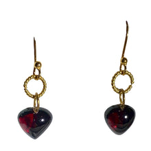 Load image into Gallery viewer, Heart-Shaped Garnet in Simple Elegant 22K Vermeil Earrings 310654