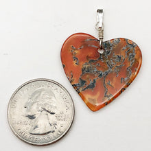 Load image into Gallery viewer, Limbcast Agate Valentine Heart Silver Pendant | 1 1/2 Inch Long | Orange/Green | - PremiumBead Alternate Image 6