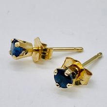 Load image into Gallery viewer, Sapphire 14K Gold 3mm Stud Round Earrings | 3mm | Blue | 1 Pair |