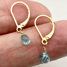 Load image into Gallery viewer, Faceted 6x4mm Blue Zircon 14Kgf Drop Earrings | 1" long | Blue | - PremiumBead Alternate Image 3