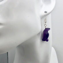 Load image into Gallery viewer, Amethyst Sterling Silver Dangle Penguin Earrings | 1 1/2" Long| Purple | 1 Pair|