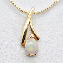 Load image into Gallery viewer, Red and White Fine Opal Fire Flash 14K Gold Pendant - PremiumBead Alternate Image 5
