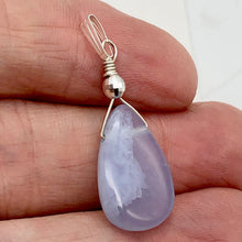 Load image into Gallery viewer, Blue Chalcedony Designer Sterling Silver Pendant | 20x13x5mm | 1 1/2" Long |