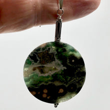 Load image into Gallery viewer, Ocean Jasper Round Sterling Silver Pendant | 2 1/4" Long | Green White |
