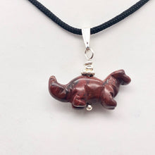 Load image into Gallery viewer, Brecciated Jasper Diplodocus Dinosaur with Silver Pendant 509259BJS | 25x11.5x7.5mm (Diplodocus), 5.5mm (Bail Opening), 7/8" (Long) | Red - PremiumBead Alternate Image 6