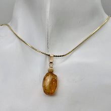 Load image into Gallery viewer, Topaz Precious Faceted Crystal Drop 14K Gold Filled Pendant | 1" Long | Orange |