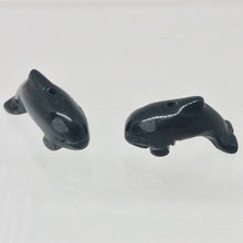 Load image into Gallery viewer, Hand Carved Animals 2 Onyx Orca Whale Beads | 23x12.5x8mm | Black - PremiumBead Primary Image 1