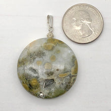 Load image into Gallery viewer, Ocean Jasper White Crystal Round Sterling Silver Pendant | 2" Long | Gold |