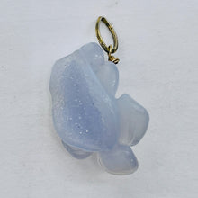 Load image into Gallery viewer, Chalcedony 14K Gold Filled Druzy Crystal Flower Pendant | 1 3/4" Long | Blue |