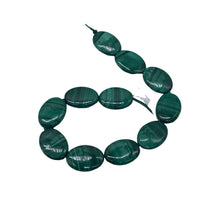 Load image into Gallery viewer, Natural Malachite Oval Coin Beads | Green | 18x13x4mm | 2 Beads |