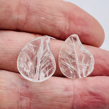 Load image into Gallery viewer, 2 Carved Clear Quartz 19x17x6mm Leaf Beads 10168