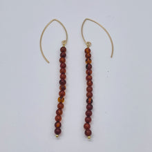 Load image into Gallery viewer, Amber 5 Beads 14K Gold Filled Drop/Dangle Earrings | 1 3/4" Long | Red |