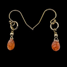 Load image into Gallery viewer, Sunstone Faceted Briolette 14K Gold Filled Earrings | 3/4" Long | Orange | 1 |