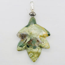Load image into Gallery viewer, Ryolite Rain Tree Jasper Sterling Silver Leaf | 2 1/4" Long | Green | 1 Pendant