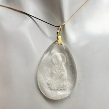 Load image into Gallery viewer, Reverse Carved Quan Yin Goddess Rutilated Quartz 14Kgf Pendant | 40x29x8mm | - PremiumBead Primary Image 1