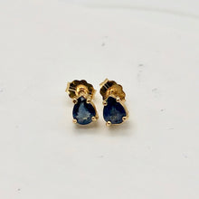 Load image into Gallery viewer, Blue Sapphire 14K Gold Pear shape Earrings | 5x4mm | Blue | Stud | - PremiumBead Alternate Image 2