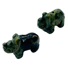 Load image into Gallery viewer, Rhino Hand Carved Rhinoceros Kambaba Jasper Bead | 20x13x8mm | Green Black