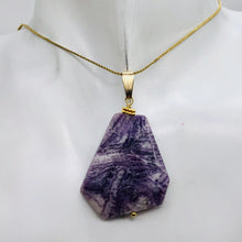 Load image into Gallery viewer, Purple Flower Sodalite 14K Gold Filled Pendant | Purple/White | 2" Long |