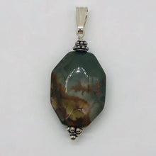 Load image into Gallery viewer, Owyhee Jasper Sterling Silver Drop Pendant | 1 3/4" Long| Green/Brown| 1 Pendant