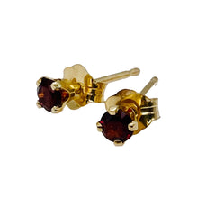 Load image into Gallery viewer, Garnet 14K Gold Faceted 3mm Round Post Earrings | 3mm | Red | 1 Pair |