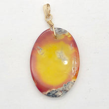 Load image into Gallery viewer, Moss Agate Oval 14K Gold Filled Pendant | 2&quot; Long | Tangerine Yellow | 1 Pendant
