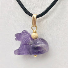 Load image into Gallery viewer, Adorable Pony Amethyst Horse and 14k Gold Filled Pendant | 1" Long | 509268AMG - PremiumBead Primary Image 1