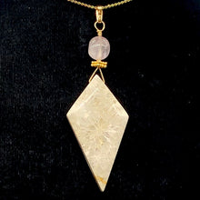 Load image into Gallery viewer, Fossilized Coral, Kunzite Kite 14K Gold Filled Pendant| 2 3/4" | White, Black |