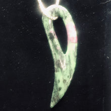Load image into Gallery viewer, Ruby Zoisite Gemstone Comma Pendant | 94x28x6mm | Green/Red | 1 Pendant |