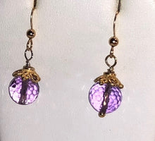 Load image into Gallery viewer, Royal Natural Amethyst 22K Gold Over Solid Sterling Earrings 310453A1x - PremiumBead Alternate Image 2