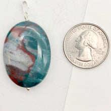 Load image into Gallery viewer, Rare Bloodstone Sterling Silver Oval Pendant with Wolf Head Image| 2 3/4" Long |