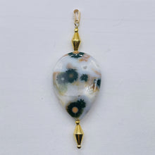 Load image into Gallery viewer, Ocean Jasper 14K Gold Filled Oval Pendant | 2 3/4" Long |White/Black | 1 Pendant