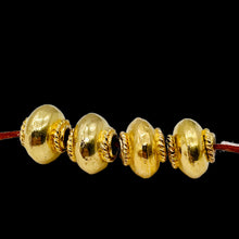 Load image into Gallery viewer, Gold Plated Copper w/Braid 1.5g Roundel Beads | 12x9.5mm | Copper | 4 Beads |
