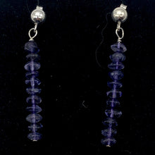 Load image into Gallery viewer, Vibrant Faceted Iolite Dangling Post Earrings | Sterling Silver | 1 3/4" Long |