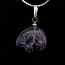 Load image into Gallery viewer, Amethyst Sterling Silver Zuni Bear Drop Pendant | 1" Long | Purple |