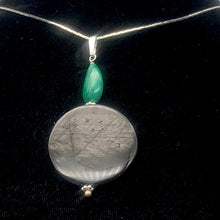Load image into Gallery viewer, Hypersthene and Malachite Sterling Silver Goddess Pendant | 2 Inch|Silver Green|