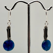 Load image into Gallery viewer, Dazzle Blue Apatite 10mm Coin Sterling Silver Earrings | 1 1/2 Inch Drop |