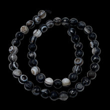 Load image into Gallery viewer, Black and White Sardonyx Faceted 7.5mm Round "Eye" Bead Strand 110275