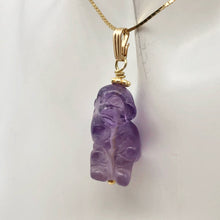 Load image into Gallery viewer, Swingin' Hand Carved Amethyst Monkey and 14K Gold Filled Pendant 509270AMG - PremiumBead Alternate Image 3