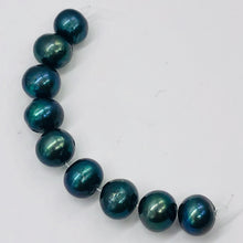 Load image into Gallery viewer, Fresh Water Pearls Round | 11-12 mm | Blue Peacock | 8 Bead