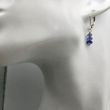 Load image into Gallery viewer, Tanzanite Sterling Silver Lever Back Earrings | 1 Inch Long | 3 Beads |