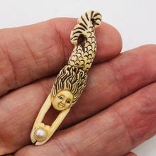 Load image into Gallery viewer, Pearl Diving Mermaid Woman Button or Pendant | 2" Long | Brown/White | 1 Button|