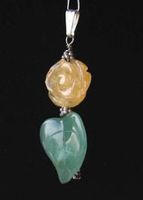 Load image into Gallery viewer, Carved Yellow Honey Jade Rose & Silver Pendant 9199C - PremiumBead Primary Image 1