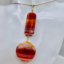 Load image into Gallery viewer, Sardonyx Large Round and Rectangle Pendant| 3 1/2" Long | Red/Orange/White |