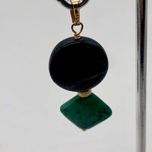 Load image into Gallery viewer, Hypersthene Malachite Drop 14K Gold Filled Pendant| 1 1/2" Long| Silvery, Green
