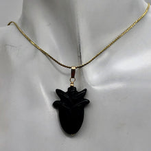 Load image into Gallery viewer, Obsidian 14K Gold Filled Rose Pendant | 2 1/2" Long | Black | 1 Pendant |