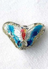 Load image into Gallery viewer, 5 Aqua Blue Cloisonne Butterfly Pendant Beads 8635D - PremiumBead Primary Image 1