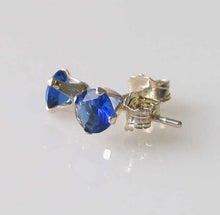 Load image into Gallery viewer, September! 4mm Created Blue Sapphire &amp; 925 Sterling Silver Stud Earrings 10150I - PremiumBead Primary Image 1
